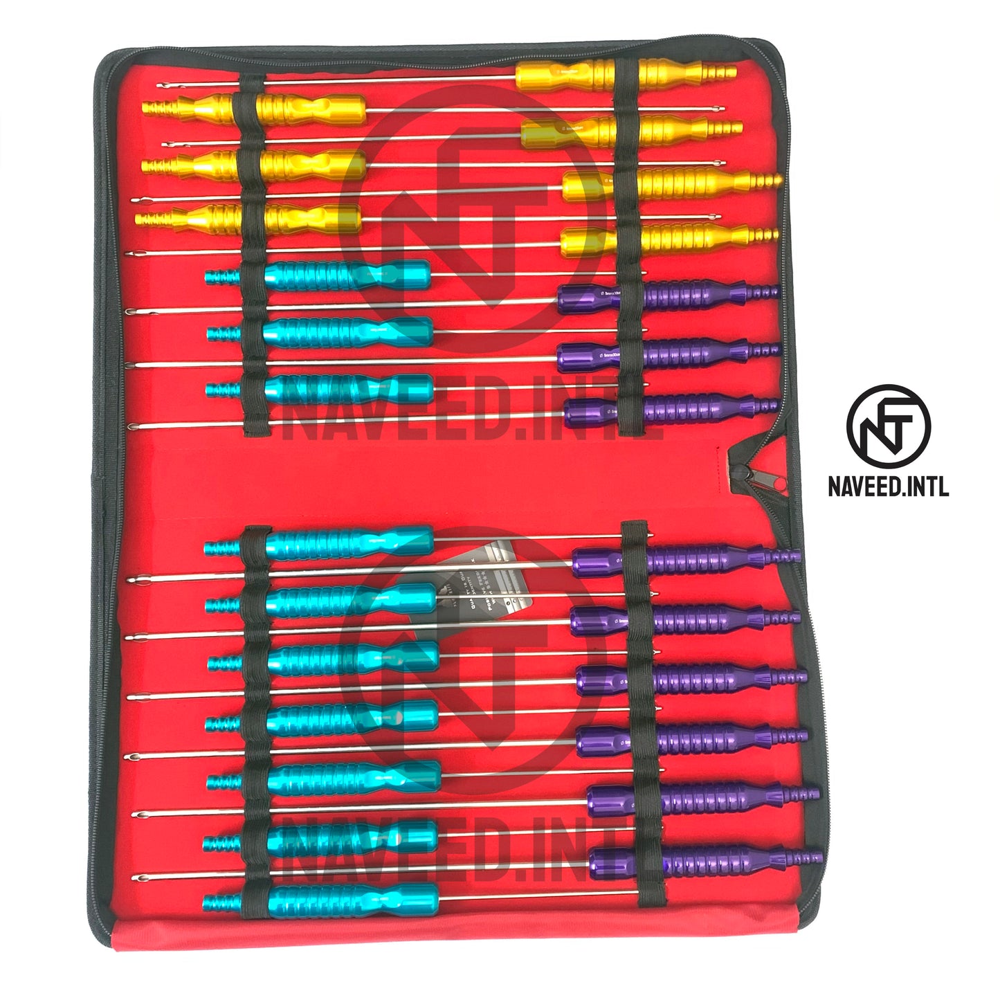 Liposuction Cannula Set of 26 Pieces Fixed Handle Cannula Surgical Set with Pouch
