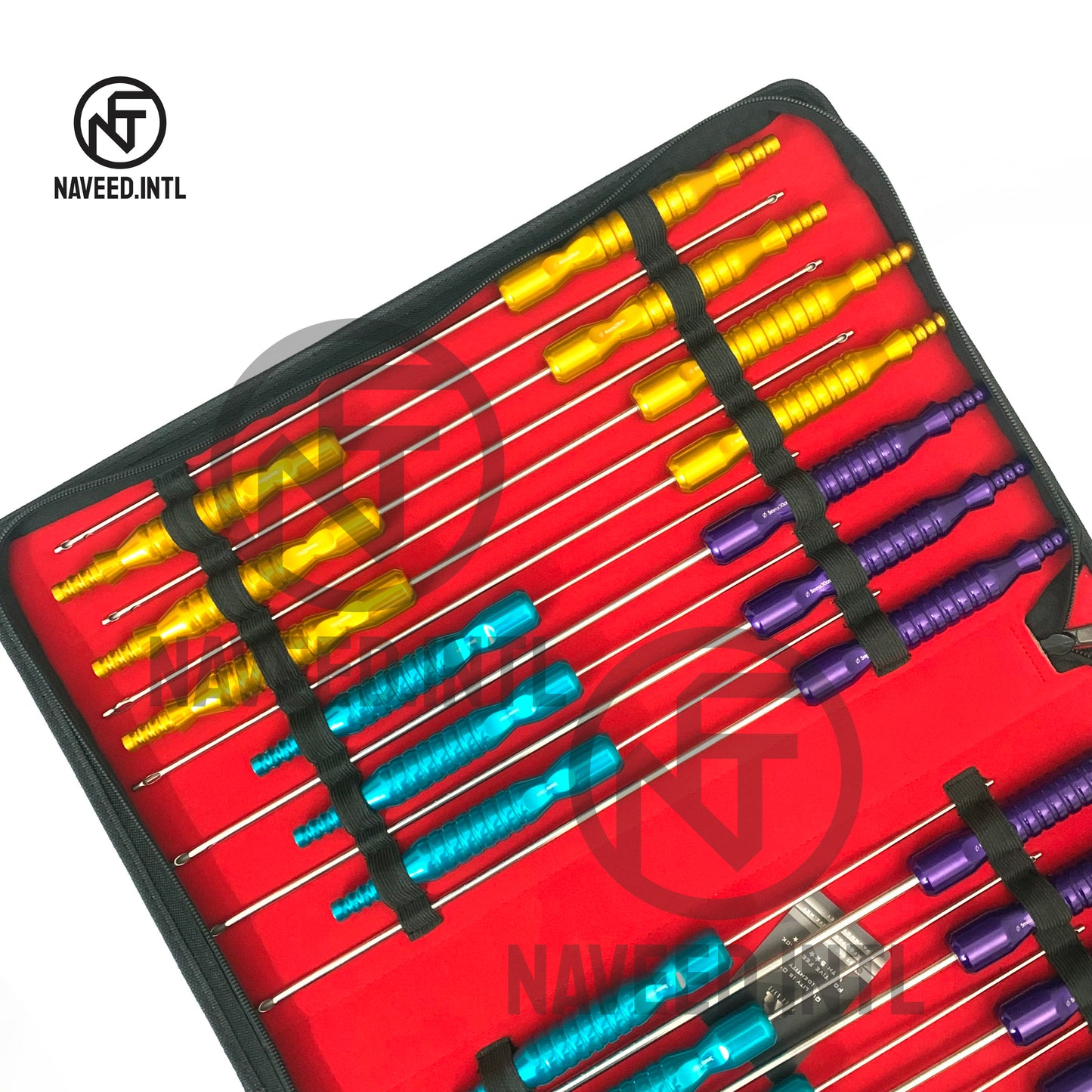 Liposuction Cannula Set of 26 Pieces Fixed Handle Cannula Surgical Set with Pouch