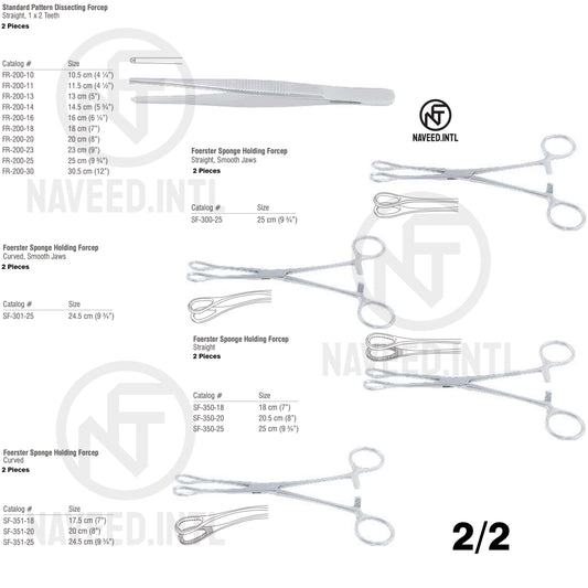 Chest Drainage Surgical Instrument Set | Thoracic Surgery Kit | Spencer-Wells Forceps, Rochester-Pean Forceps, Mayo Super Edge Scissors, TC Mayo-Hegar Needle Holder, Tubing Clamps & Foerster Sponge Forceps | German Stainless Steel