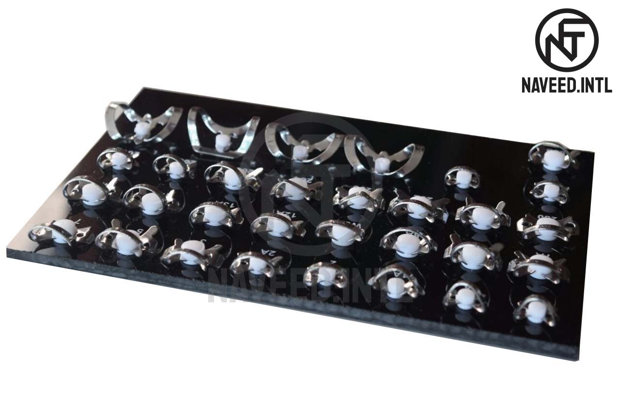 Dental Endodontic Rubber Dam Clamp Kit with Black Tray, Tools Dental Surgery Set