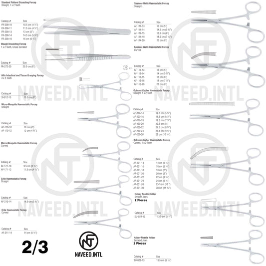 Emergency Set 2/3 – Standard Pattern & Waugh Dissecting Forceps, Allis Tissue Forcep, Micro-Mosquito, Crile, Spencer-Wells & Ochsner-Kocher Haemostatic Forceps, Halsey Needle Holders by Naveed International