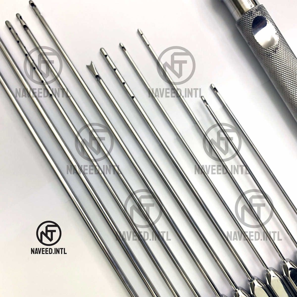 Stainless steel Luer Lock tubing handle and connector for compatible liposuction cannulas