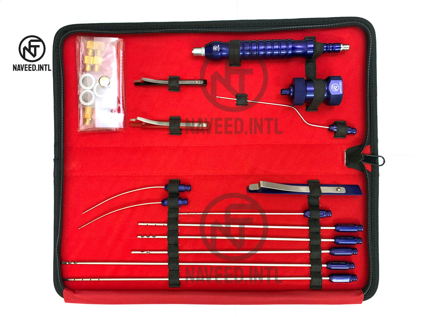 Liposuction Cannula Set of 9 Pieces, 3 Syringe Snap Lock, Fat Converters, Nano Cartridge with 3 Mesh, 4 Syringe Cap, 1 Luer Lock to Tubing Handle