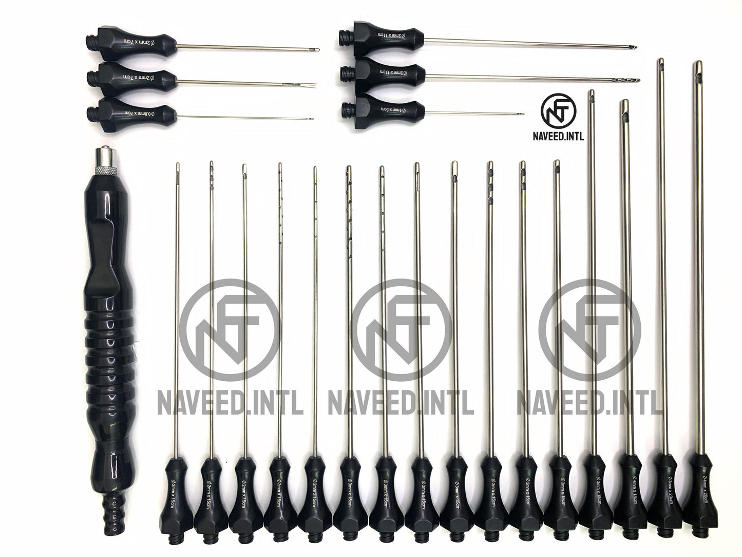 Fat Grafting 22 Liposuction Cannulas Transplantation Set Luer Lock Hexagonal Grip