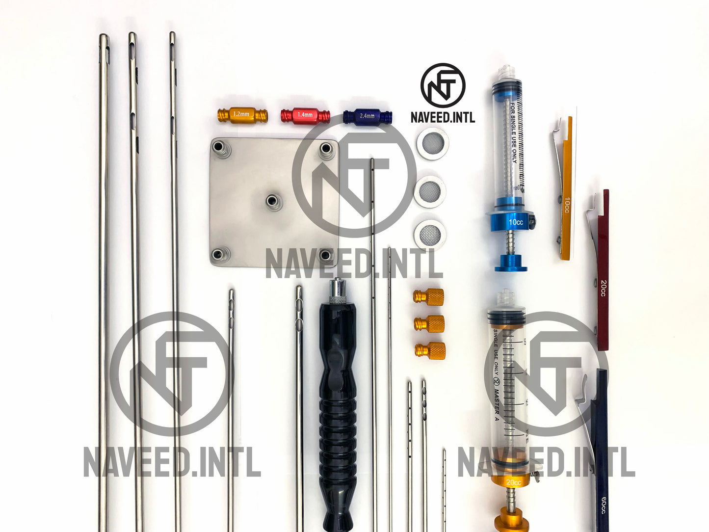 Liposuction Cannulas Set of 28 Fat Grafting Power Handle and Luer Lock Kit A+