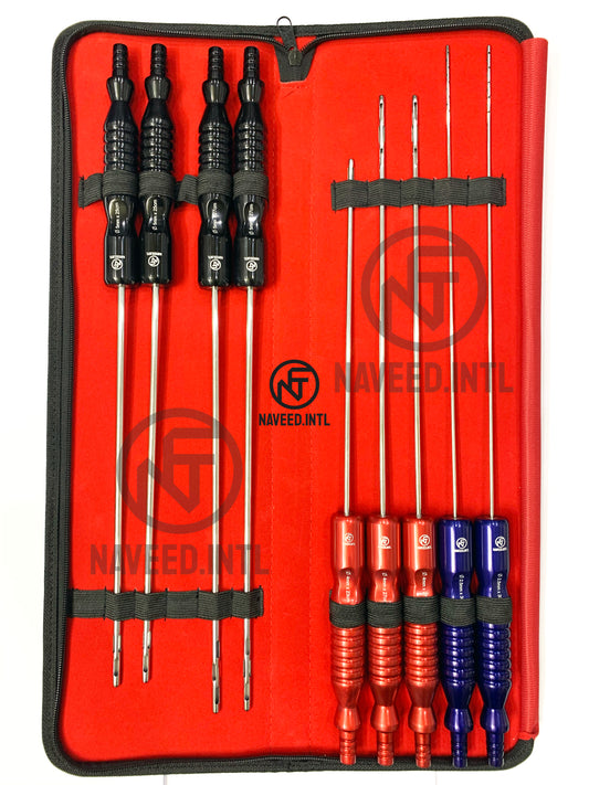 Liposuction Cannula Set of 9 pieces Fixed Handle with Pouch Fat Transfer Kit A+