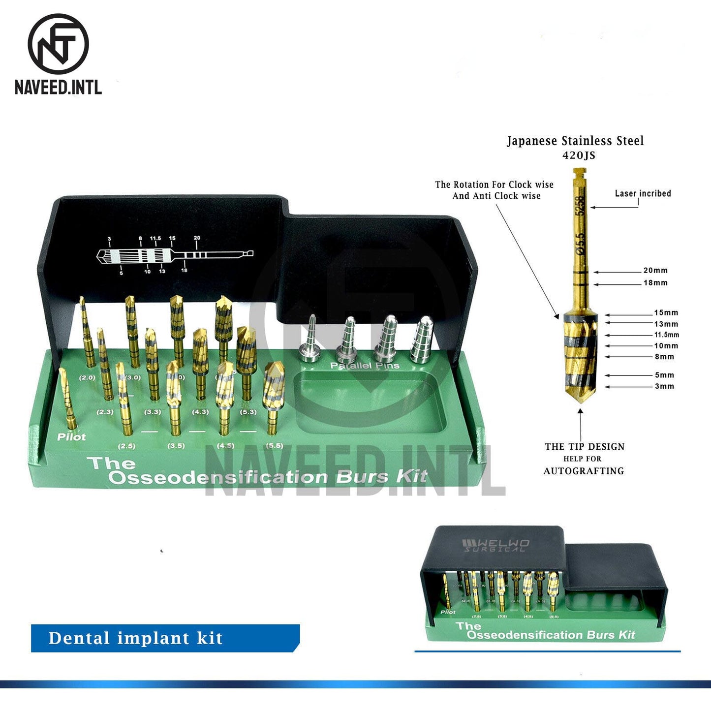 Dental Implant Osseodensification Burs Kit 17 Pieces Excellent Quality