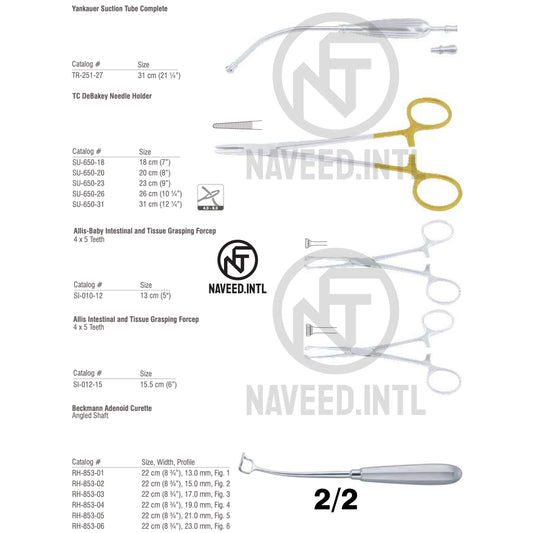 Tonsillectomy & Adenoidectomy Surgical Instrument Set | ENT T&A Kit | McIvor Mouth Gag, Eves Tonsil Snare, Beckmann Adenoid Curette, TC DeBakey Needle Holder, Metzenbaum Scissors & Foerster Forceps | German Stainless Steel