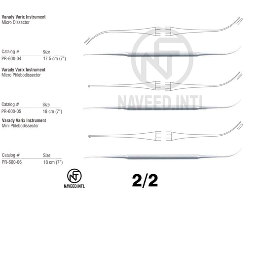 Varices Operating Surgical Instrument Set | Varicose Vein Surgery Kit | Varady Varix Instruments, Nabatoff Vein Probes, Koeing Ligature Conductor, TC Needle Holders, Halsted-Mosquito Forceps & Wound Retractors | German Stainless Steel