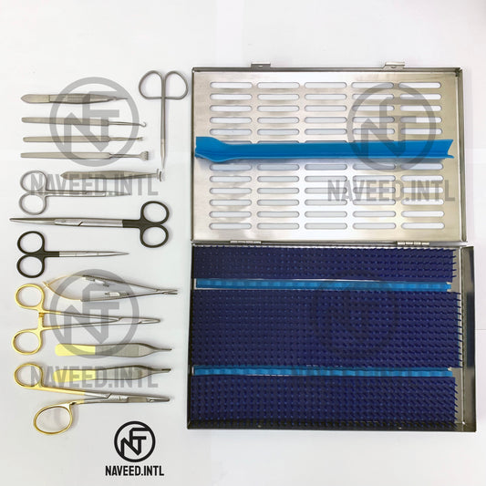 Facial Plastic Surgery Instrument Set 14-Piece with Stainless Steel Autoclavable Tray | TC Instruments
