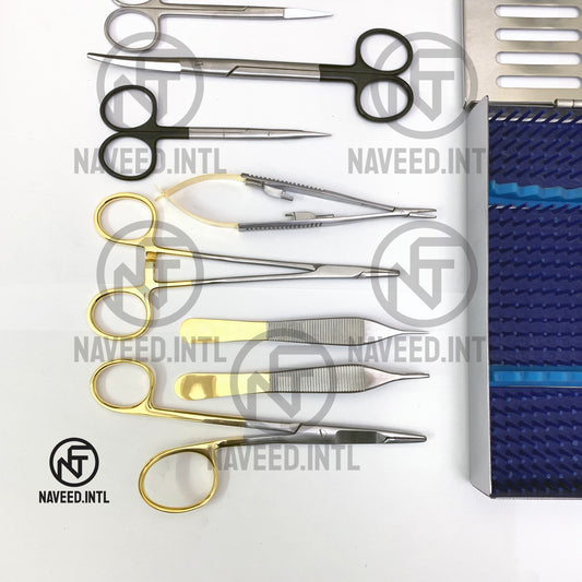Facial Plastic Surgery Instrument Set 14-Piece with Stainless Steel Autoclavable Tray | TC Instruments