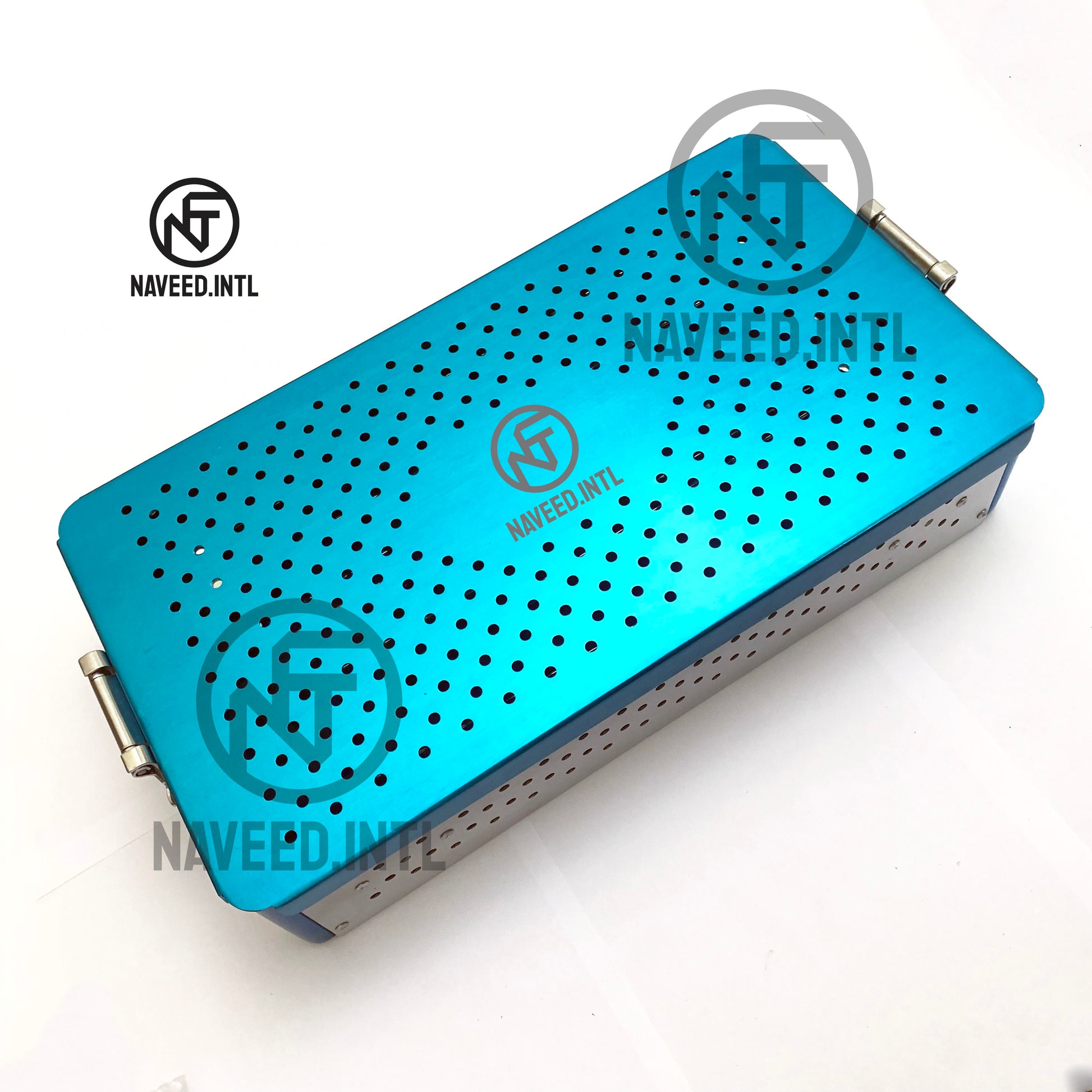 Autoclavable double story surgical instrument tray made from anodised aluminium