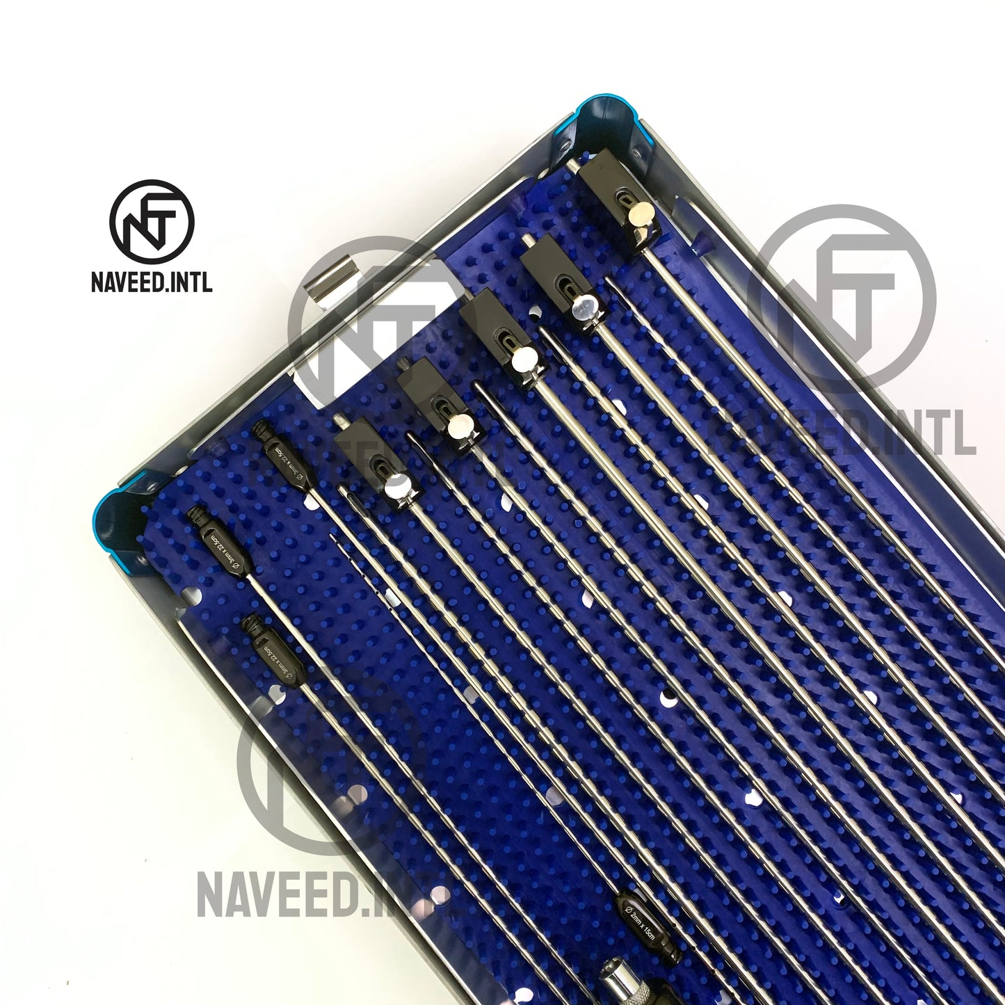 Lightweight autoclavable double-story surgical instrument tray made from anodised aluminium. Reusable two-tier design for instrument sterilization, storage and organization.