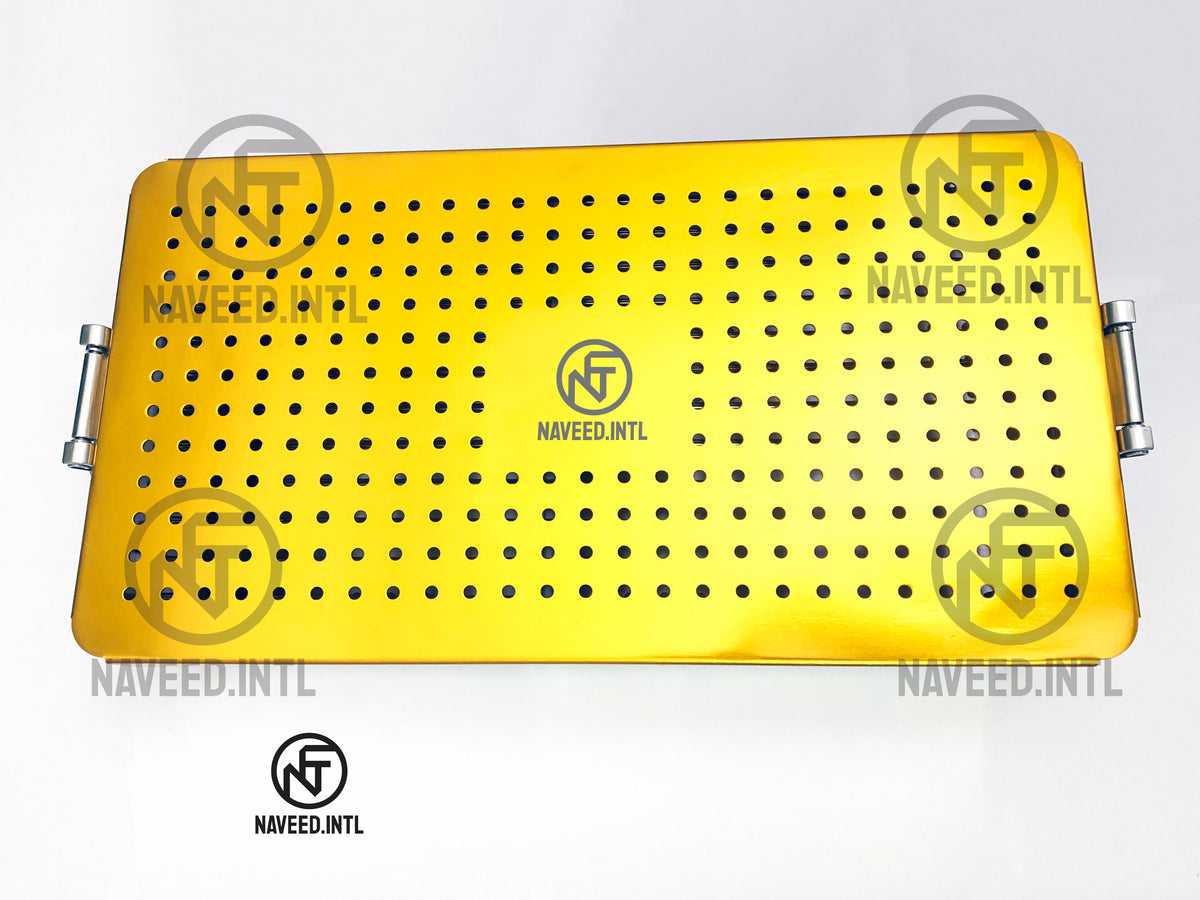 Autoclavable double story surgical instrument tray made from anodised aluminium 40 x 22 x 9 cm