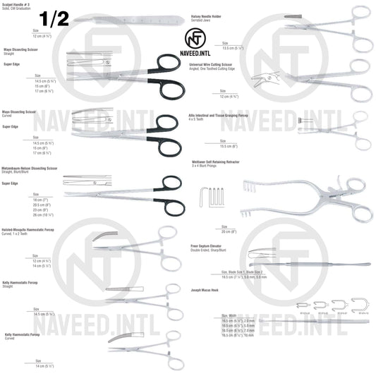 Basic Ear Surgical Instrument Set | ENT Dissecting Scissors, Haemostatic Forceps, Retractors & Ear Curettes – Complete Operating Room Kit