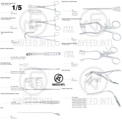 Basic Throat Surgery Set | Complete ENT Surgical Instrument Kit | Tonsillectomy, Tracheotomy & Neck Dissection Tools | Stainless Steel | Professional Grade