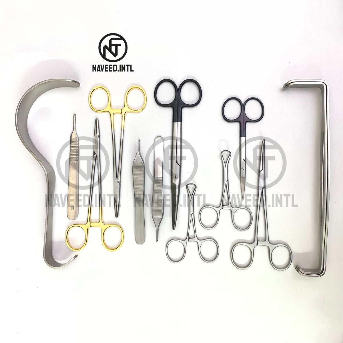 Breast augmentation surgical instrument set with plastic surgery instruments