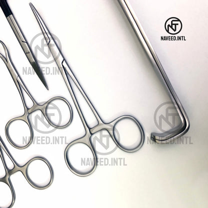 Breast surgery instrument set featuring Mayo and Iris scissors and surgical forceps