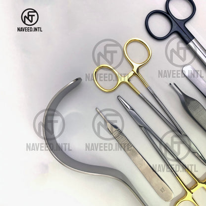 Breast augmentation instrument set with Deaver and Parker-Langenbeck surgical retractors