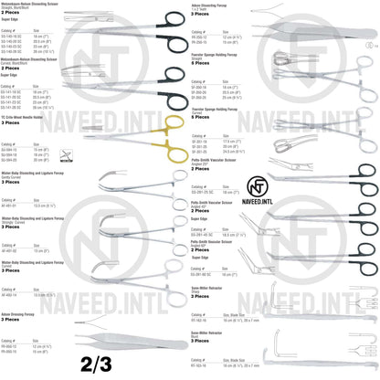 Cardiac Catheterisation Surgical Instrument Set | Cardiovascular Cath Lab Kit | Potts-Smith Vascular Scissors, DeBakey Vascular Clamps, Metzenbaum-Nelson Scissors, TC Crile-Wood Needle Holder & Gelpi Retractor | German Stainless Steel
