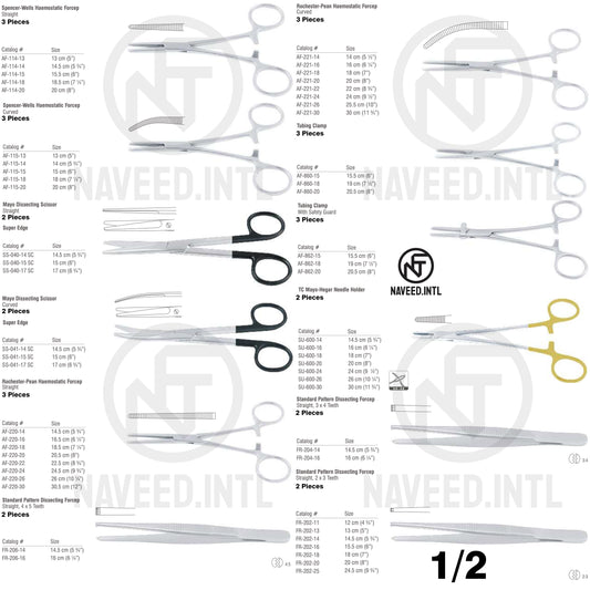 Chest Drainage Surgical Instrument Set | Thoracic Surgery Kit | Spencer-Wells Forceps, Rochester-Pean Forceps, Mayo Super Edge Scissors, TC Mayo-Hegar Needle Holder, Tubing Clamps & Foerster Sponge Forceps | German Stainless Steel
