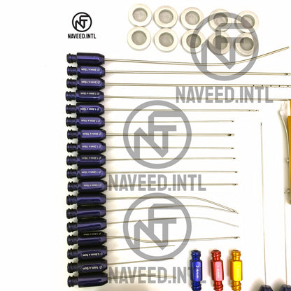 Liposuction Cannulas Set Complete Body Nano Fat Harvesting 23 Cannulas and Accessories A+