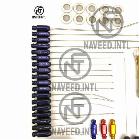 Liposuction Cannulas Set Complete Body Nano Fat Harvesting 23 Cannulas and Accessories A+