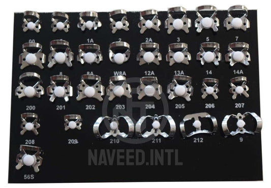 Dental Rubber Dam Clamp Set – 31 Pieces Endodontic Isolation Kit with Black Tray | Professional Dental Instruments