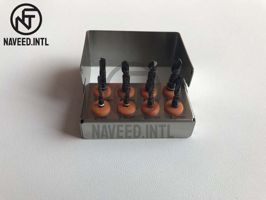 Dental Implant Drills Black Kit 8 Pcs Set Instrument with Box Stainless Steel