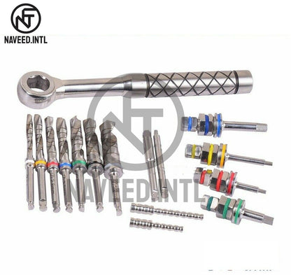 Dental Implant Surgical Drill Kit – Complete Implantology Set with Ratchet, Drivers & Irrigation Drills