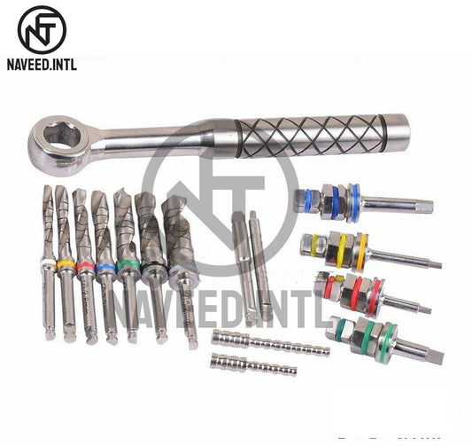 Dental Implant Surgical Drill Kit – Complete Implantology Set with Ratchet, Drivers & Irrigation Drills