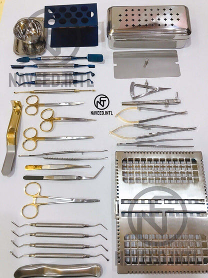 Dental PRF Box Kit – 28 Pieces Implant & Bone Grafting Surgical Instrument Set with Sterilization Cassette (CE)