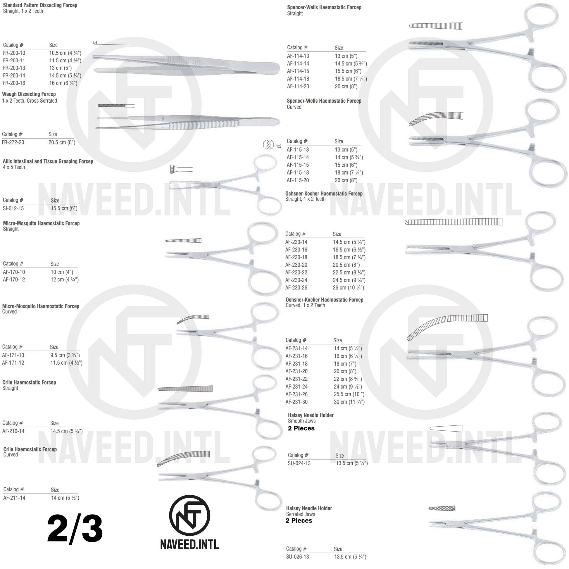 Emergency Set 2/3 – Standard Pattern & Waugh Dissecting Forceps, Allis Tissue Forcep, Micro-Mosquito, Crile, Spencer-Wells & Ochsner-Kocher Haemostatic Forceps, Halsey Needle Holders by Naveed International