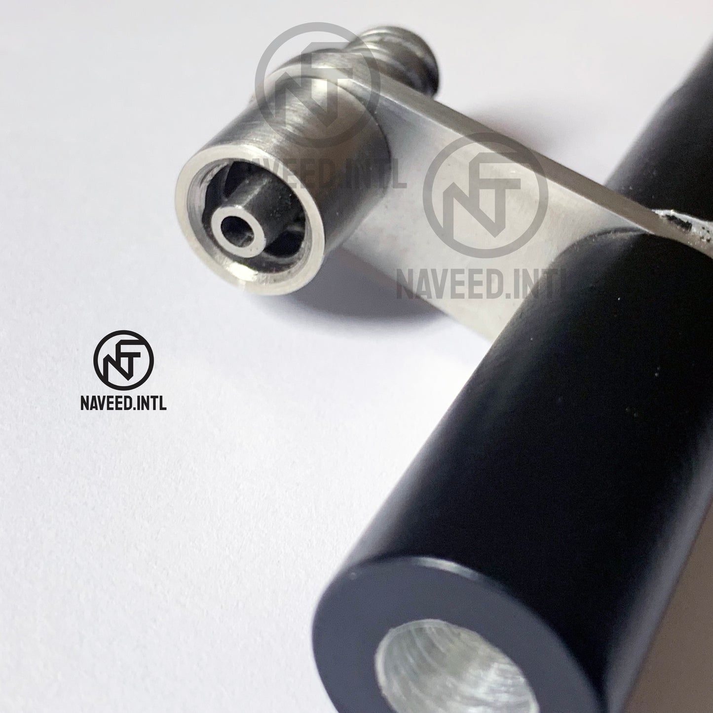Fat Injection Gun Close-Up – Precision Stainless Steel Luer Lock Connection Port with Central Bore for Universal Syringe Compatibility