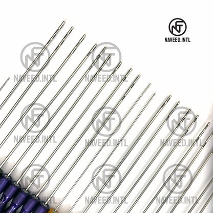 Color-coded fixed handle liposuction cannulas with red yellow green purple and black handles Tip Detailed Image two