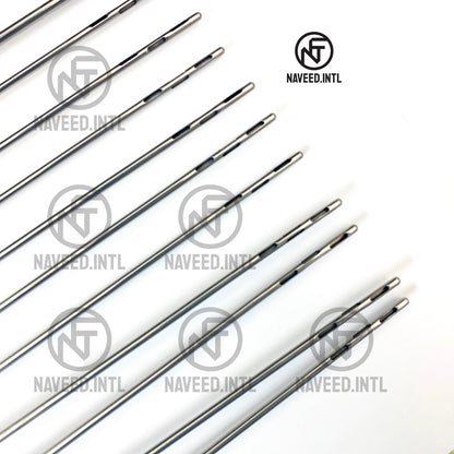 Color-coded fixed handle liposuction cannulas with red yellow green purple and black handles Tip More Detailed Image 1