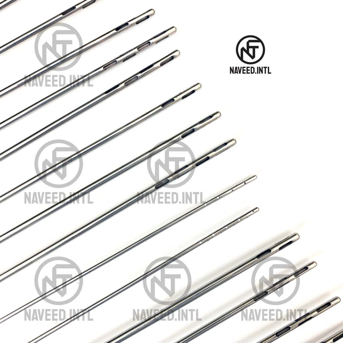 Color-coded fixed handle liposuction cannulas with red yellow green purple and black handles Tip More Detailed Image 2