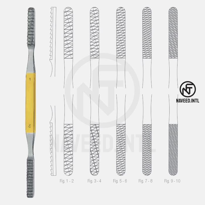 Fomon bone file nasal rasp TC tungsten carbide set of 5 for rhinoplasty