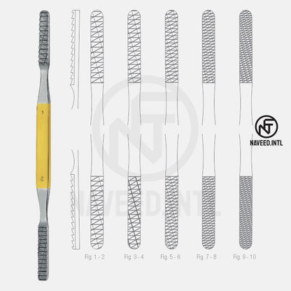 Fomon bone file nasal rasp TC tungsten carbide set of 5 for rhinoplasty