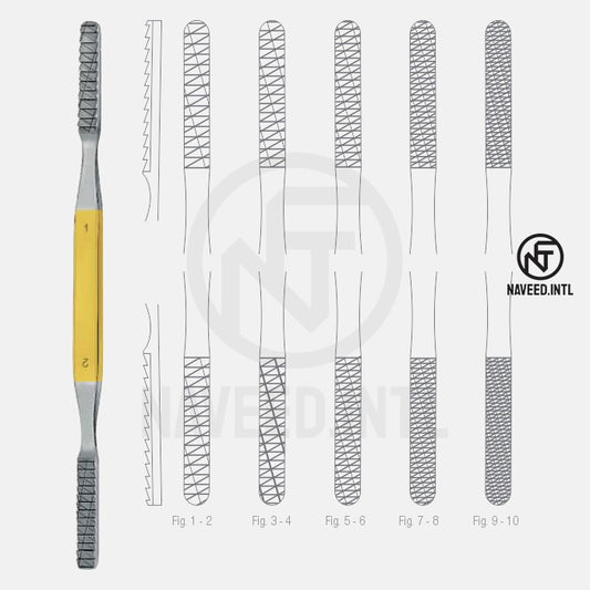 Fomon bone file nasal rasp TC tungsten carbide set of 5 for rhinoplasty