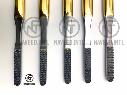 Fomon nasal rasp set showing different rasp patterns for nasal bone contouring Lower Side View