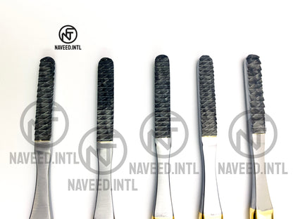 Fomon nasal rasp set showing different rasp patterns for nasal bone contouring Upper Side View