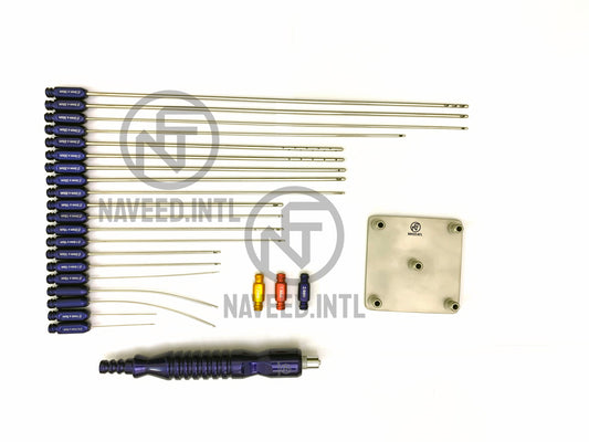 Full Body Liposuction Cannula Set with Syringe Stand Fat Grafting Plastic Surgery 25 Pieces Luer lock Kit