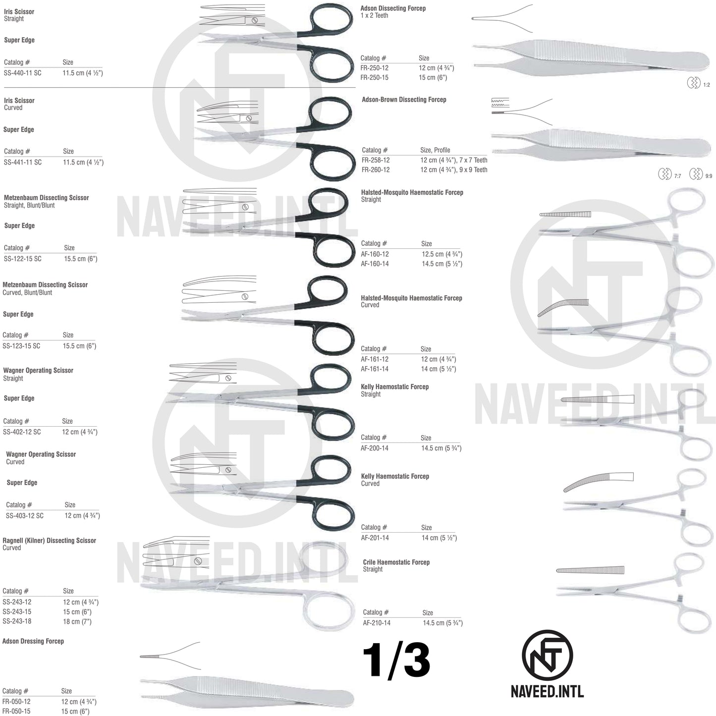 Infant Laparotomy Set 1/3 – Iris & Metzenbaum Super Edge Scissors, Wagner Operating Scissors, Ragnell Kilner Scissor, Adson Forceps, Adson-Brown Forceps, Halsted-Mosquito, Kelly & Crile Haemostatic Forceps by Naveed International