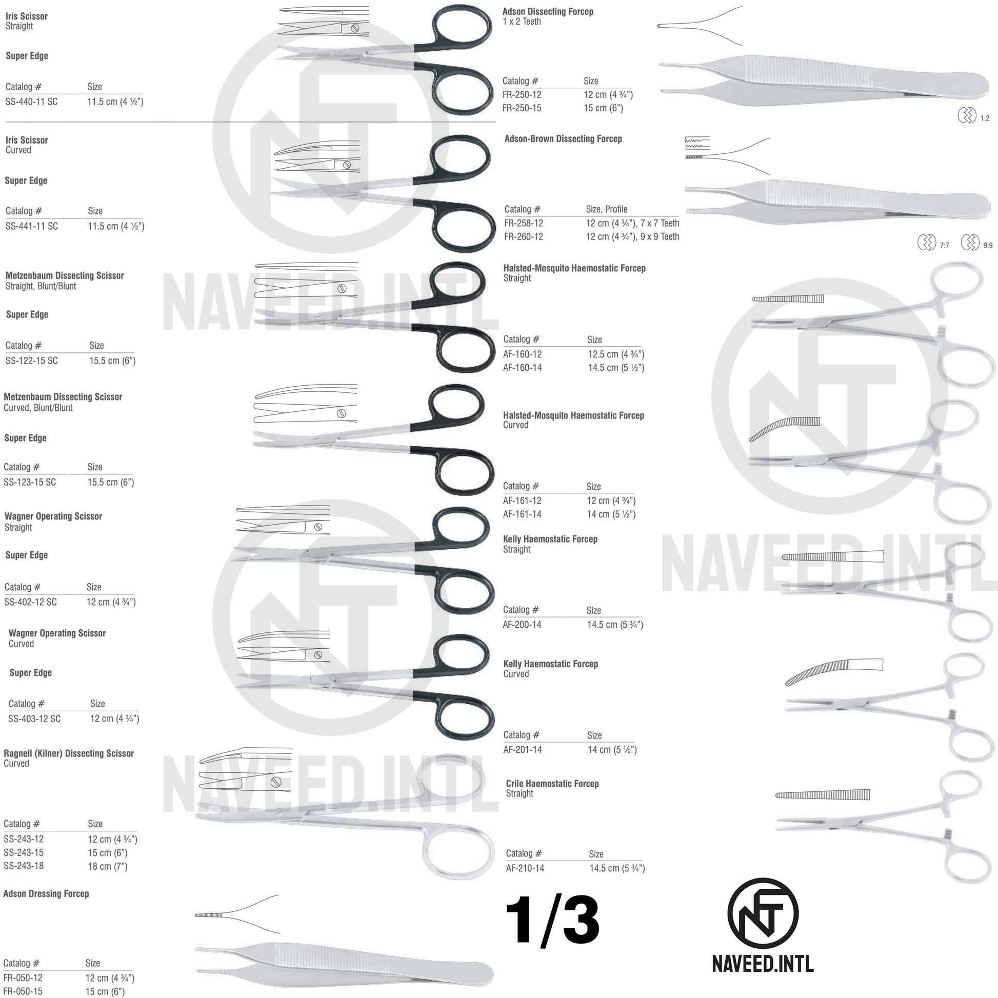 Infant Laparotomy Set 1/3 – Iris & Metzenbaum Super Edge Scissors, Wagner Operating Scissors, Ragnell Kilner Scissor, Adson Forceps, Adson-Brown Forceps, Halsted-Mosquito, Kelly & Crile Haemostatic Forceps by Naveed International