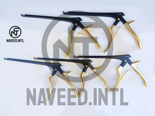 Kerrison Rongeur Set 7″ – 5 Pieces, Black & Gold Plated, 40° Up-Bite Cervical & Orthopedic Surgical Instruments (1–5mm)