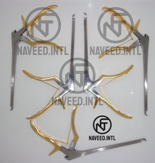 Kerrison Rongeur Set 7″ – 5 Pieces, Gold Plated, 40° Up-Bite Cervical & Orthopedic Surgical Instruments (1–5mm)