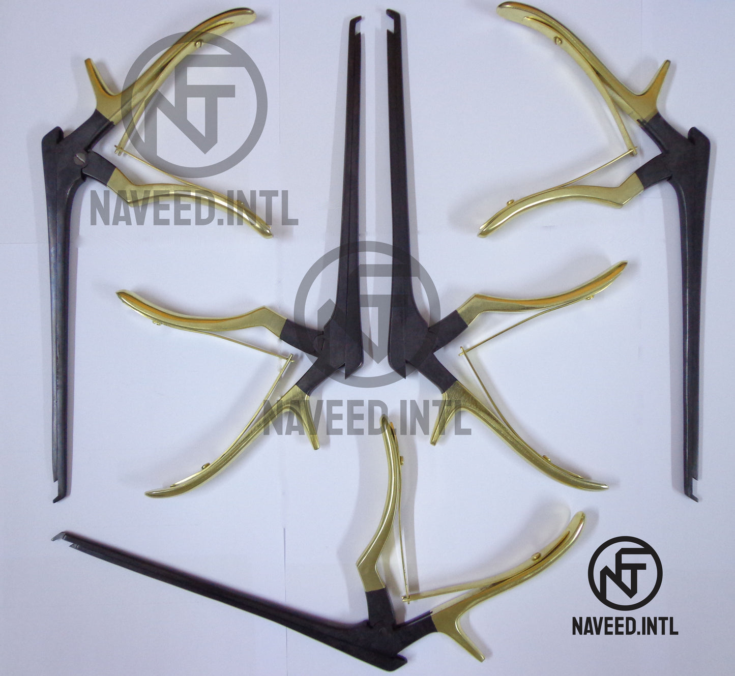 Kerrison Rongeur Set 7″ – 5 Pieces, Black & Gold Plated, 40° Up-Bite Cervical & Orthopedic Surgical Instruments (1–5mm)