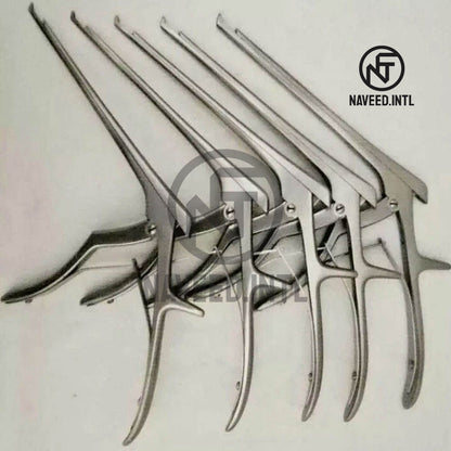 Kerrison Rongeur Set 7″ – 5 Pcs Black, Gold & Dull Finish, 40° Up-Bite Cervical & Orthopedic Surgical Instruments (1–5mm)