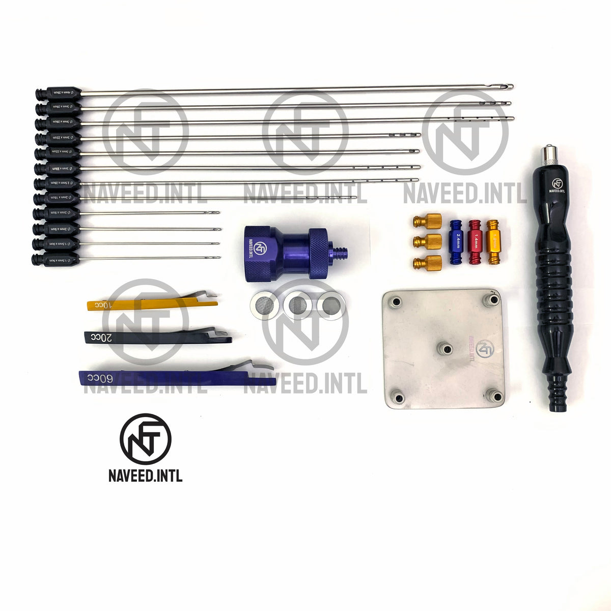 Liposuction cannula set 27-piece fat grafting and nano fat transfer kit with 5-in-1 syringe stand complete images